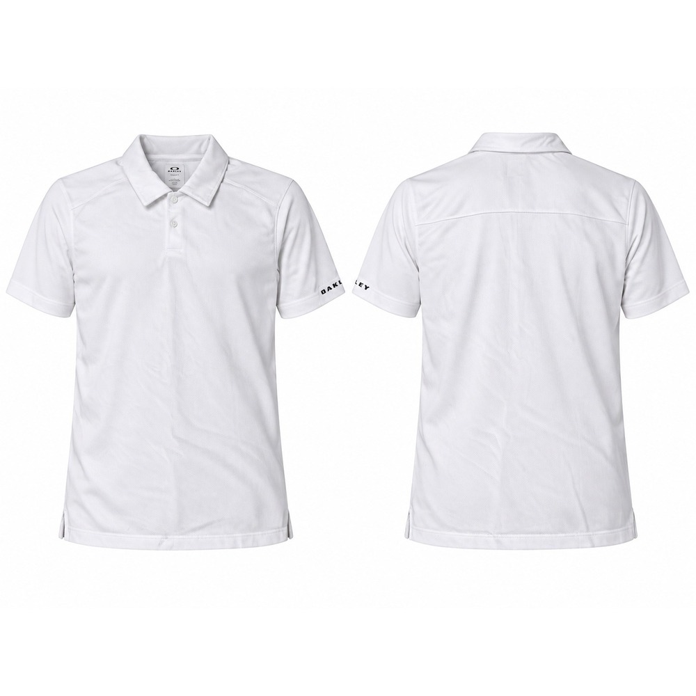 Oakley Mens White Regular Fit Short Sleeve Textured Golf Polo Shirt Size L